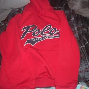 Red polo Ralph Lauren hoodie. Size medium. Very Good condition.